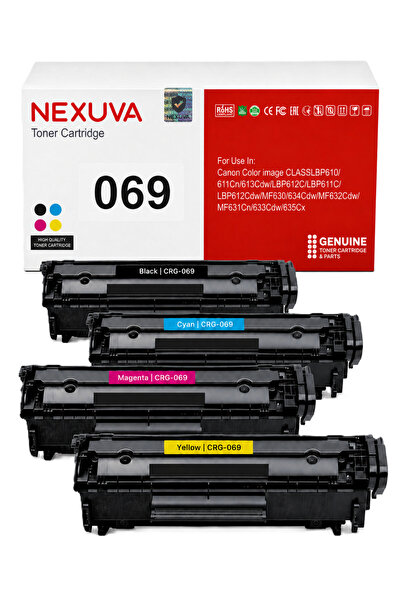 Nexuva خرطوشة حبر متوافقة CRG-069 مجموعة من 4 قطع لطابعات كانون - أسود، سماوي...