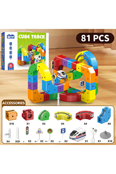 Choice 81 PCS DIY Assembly Magic Track Train Building Block Multiple Shapes K...