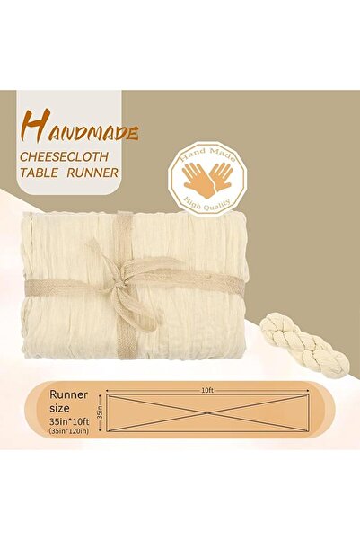 MAKINGTEC Cheesecloth Table Runner 35 x 118 Inch Gauze Tablecloth Boho Weddin...