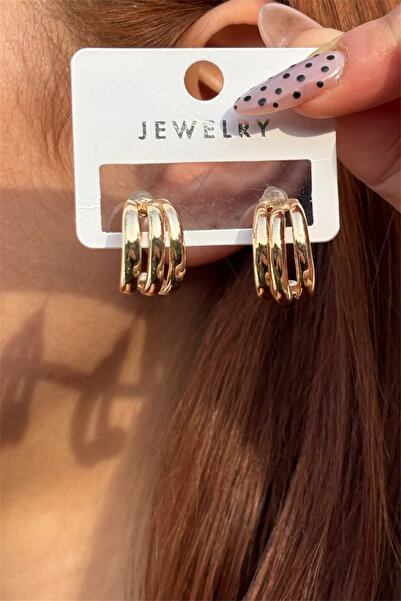 TAKIPORT Gold Color Triple Hoop Women's Earrings