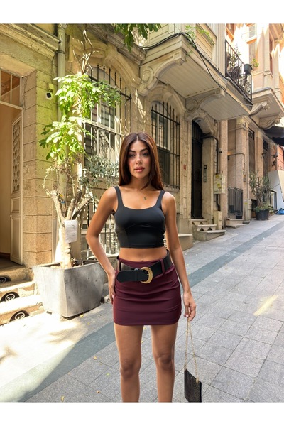 LB Laluna Butik Fusta de damă cu curea lată și pantaloni scurți la interior