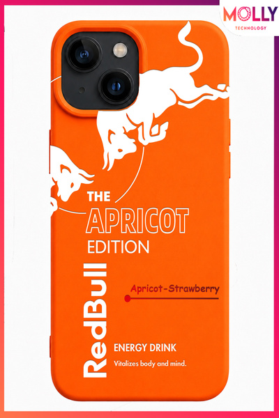 Molly iPhone 15 İçin Turuncu Redbull The Apricot Edition Desenli İçi Kadife S...