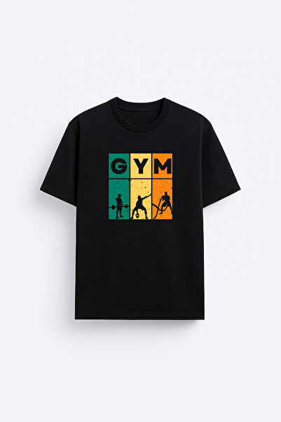 cesita Crna pamučna majica sa štampanim logotipom Dumbbell GYM