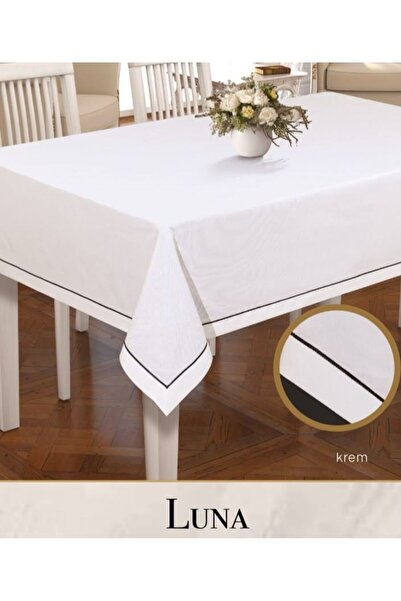 Ceki Home مفرش طاولة من الكتان 160x260 سم لطاولة الطعام موديل لونا باللون الك...