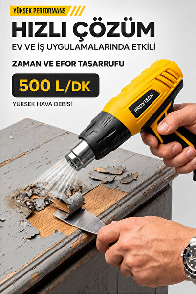 PROXTECH Pro Çift Kademeli Termik Koruma Bakır Sargılı 2 Kademeli Isı Ayarlı Sıcak Hava Üfleme Tabancası