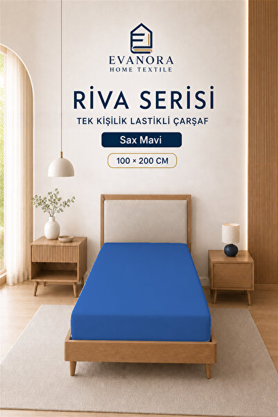 evonora Sax Blue Single Elasticated Bed Sheet 100 X 200 cm – Full Fit, Soft a...