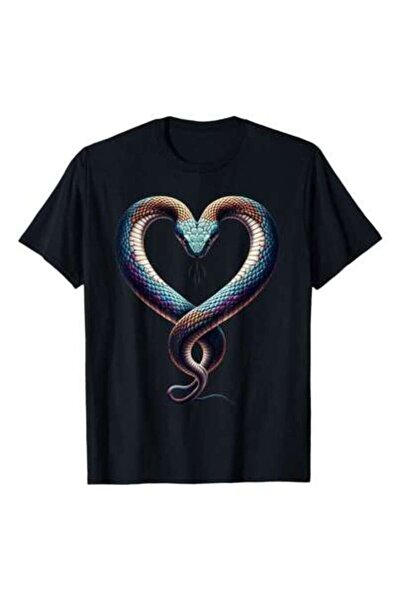 4CR Snake Cool Heart Shaped Valentine's Day T-Shirt, 220g Pure Cotton, Casual...