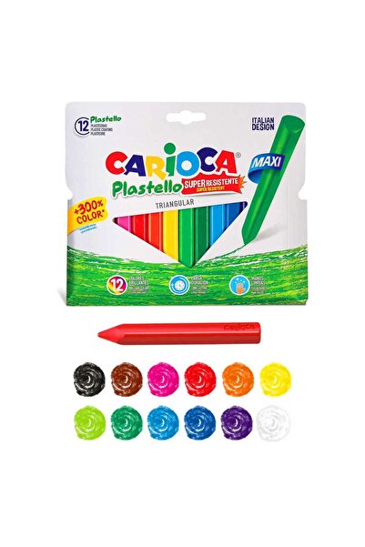 carioca Plastello Triangle Pastel Crayon 12 Colors Washable