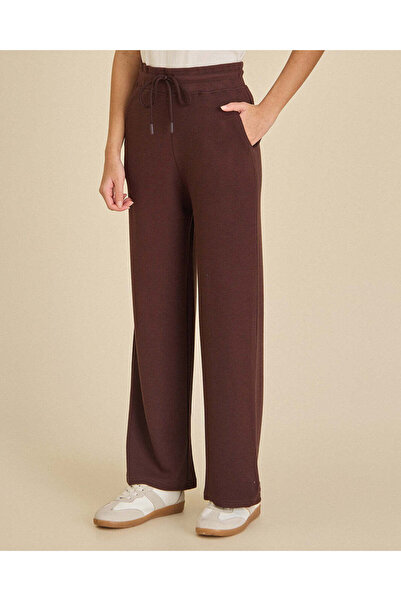 REDTAG Senior Girls Brown Waffle Wide Leg Pants
