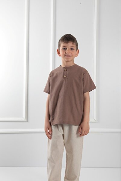 Mulberry 100% laneni set za dečake | Majica kratkih rukava i opušteni pantalo...