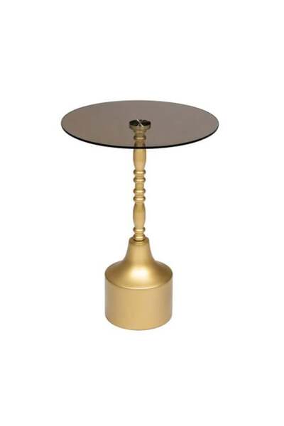 TELAL AL SHIFA New Round Service Table with Golden Marble Base and Honey Glas...