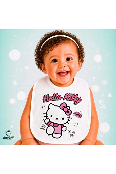 Ghostbastır Design Hello Kitty Linen Baby Bib – Soft, Absorbent, Washable, Sp...