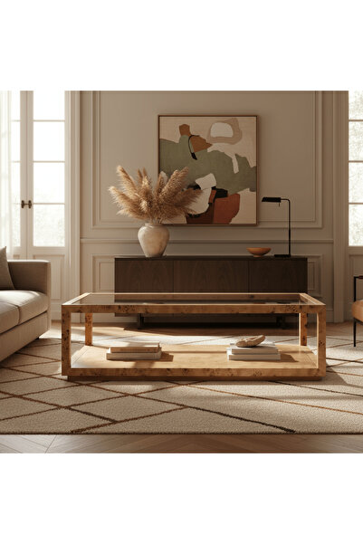 Roots Furniture طاولة قهوة زجاجية أنيقة من بيرل إليجانس