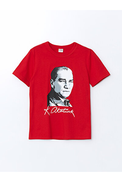 LC Waikiki Original Oval Collar Ataturk Printed Boys' T-Shirt