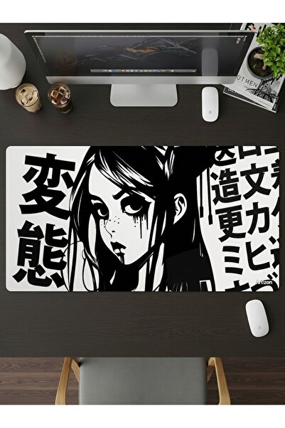 RUGELLA home Anime Girl Black Temalı Mouse Pad Büyük Boy Gaming Oyuncu uyumlu...