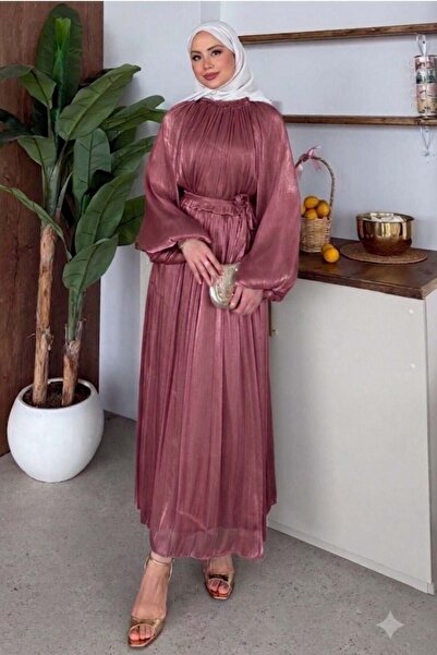 Şule Giyim Elfida Satin Set Evening Dress Dusty Rose