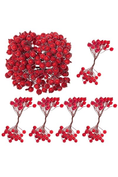 RADIONAT , Decorative set of branches with artificial frozen red cranberries,...