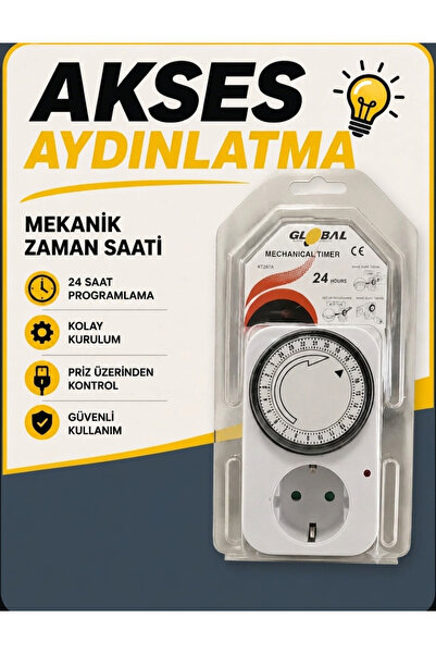 GLOBAL KENDAL ELEKTRİK Global KT287A Mekanik Zaman Saati 24 Saat Programlanab...