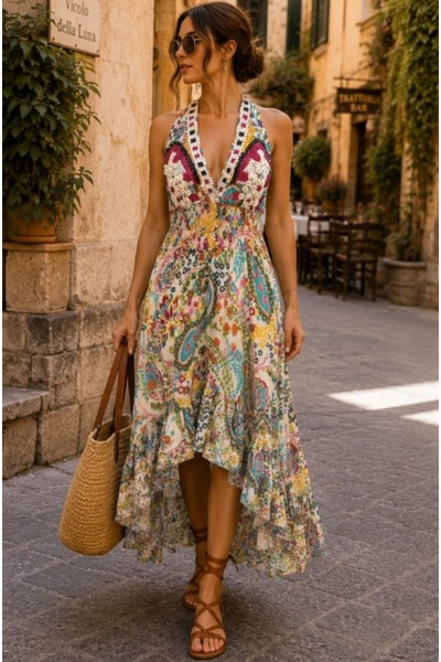 Minası Butik DOLCE FLORA İTHAL ELBİSE