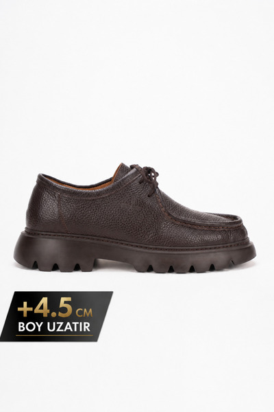 Fame Step Genuine Leather Men's Casual Shoes +4.5 cm Height Increasing Thick ...