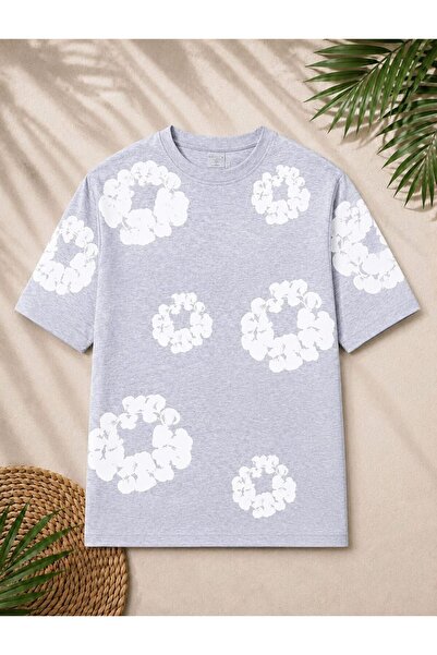 Ryam Fashion Oversized Unisex T-Shirt - 3D Puff Embossed Printed Floral Pattern