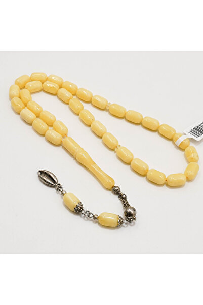 Generic Brand Trab Amber Rosary – 33 Beads 7×11.5mm Creamy Yellow Barrel Pray...