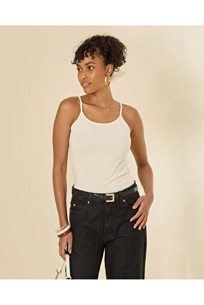 REDTAG Women Ivory Plain Strappy Vest