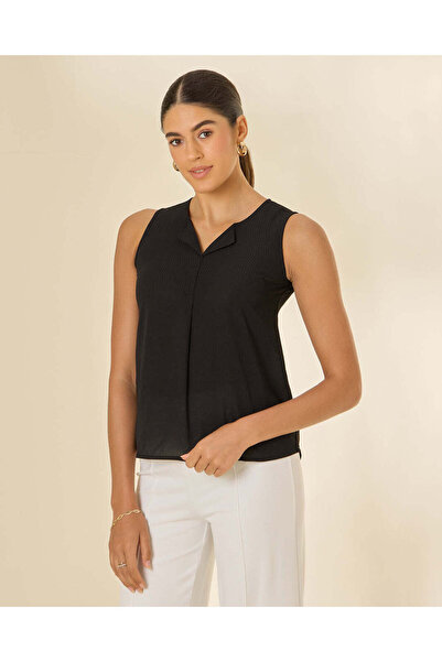 REDTAG Women Black Sleeveless Casual Blouse