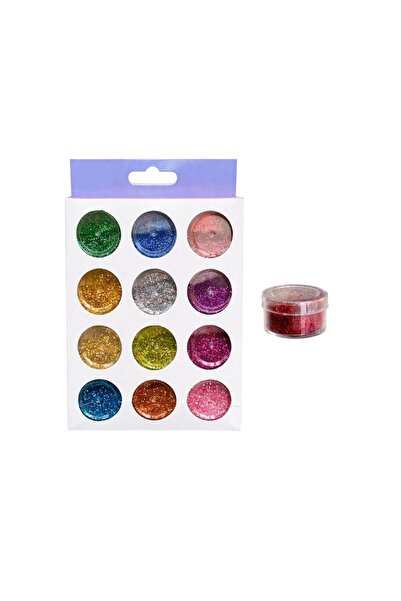 Bsr Set 12 tuburi cu sclipici, plastic, multicolor