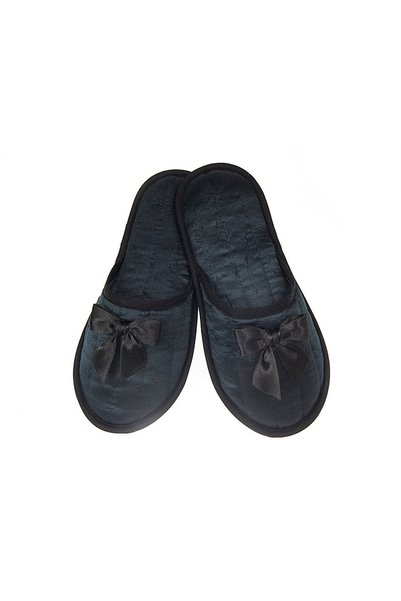 Slipper Γυναικείο σατέν μαύρο ελληνικό ρούχο σπιτιού