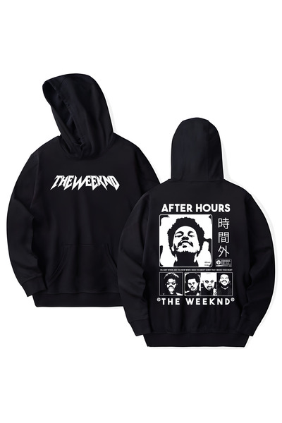 STİL-X The Weeknd Printed Cotton Long Sleeve Hooded Sweatshirt with 3 Yarns
