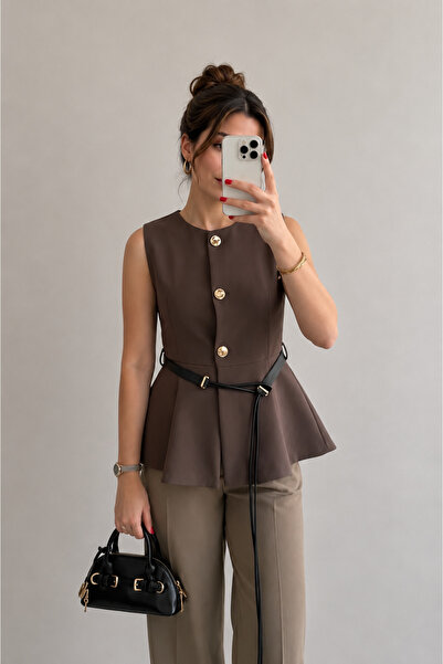 My Blog Brown Belted Vest - 2Y9682
