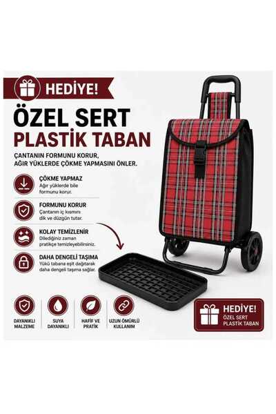 Genel Markalar Su Geçirmez Ekose Pazar Arabası 29 Lt Geniş Hacimli Özel Sert ...
