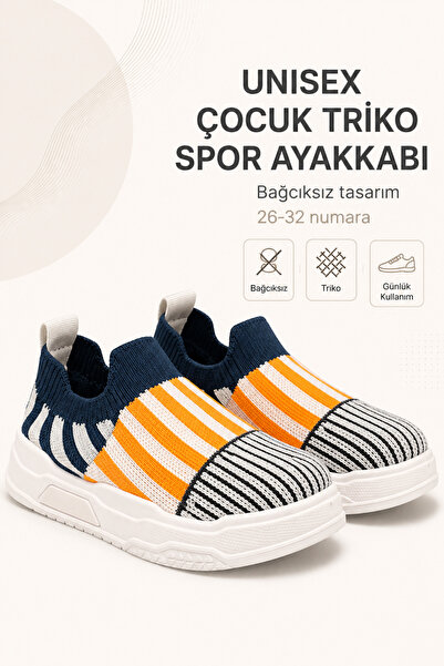Ayakkabı Deryası Unisex Çocuk Bağcıksız Triko Çorap Spor Ayakkabı Günlük Snea...