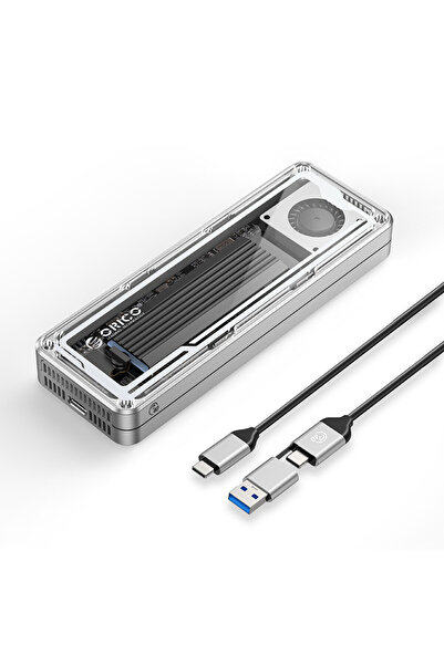 Orico Thunderbolt 4 M.2 NVMe SSD Kutusu, 40Gbps, Dahili Fanlı, Şeffaf Tasarım...