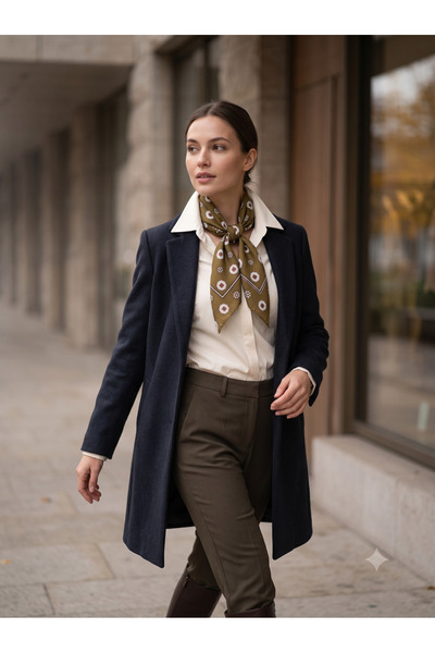Luminos Butik Eșarfă de damă din bumbac cu model floral kaki FLR6021