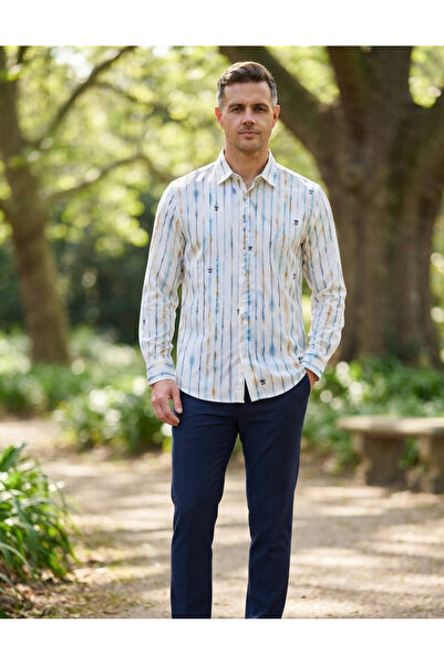 Chordi Long Sleeve Patterned Cotton Tencel Fabric Full Lycra Shirt