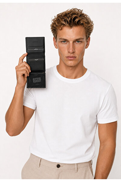 Pierre Cardin Men's Vertical Black Wallet - Men's 100% Genuine Leather Card H...