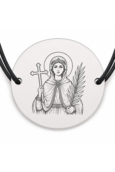 Simoshop Brățară argint 925 cu bănuț Sfânta Muceniță Irina, șnur negru reglabil