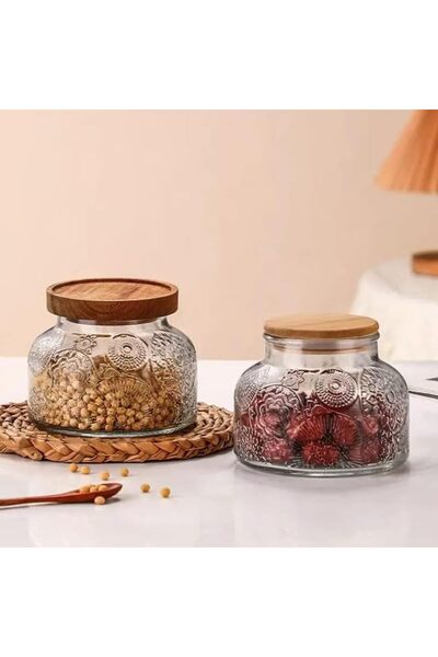KASTWAVE Vintage Glass Jar with Lid, 25.3oz Airtight Glass Storage Canister, ...