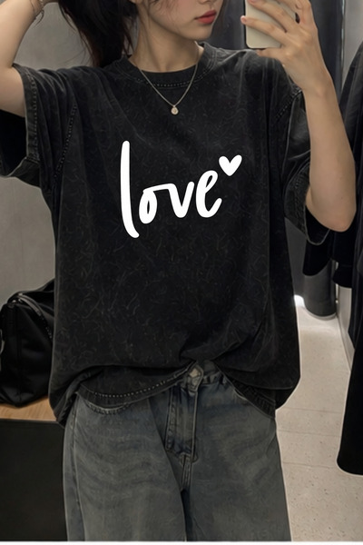 HOFFNUNG Unisex Oversize Vintage Washed Street Style Μόδα του δρόμου Βαμβακερ...
