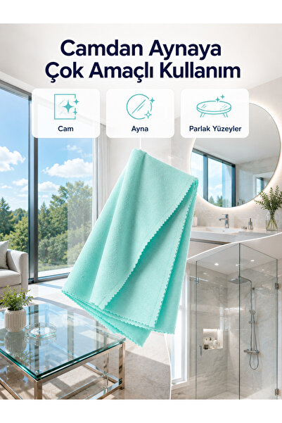 Lisinya 40x60 Mikrofiber Cam Temizlik Bezi İz ve Tüy Bırakmayan Profesyonel C...