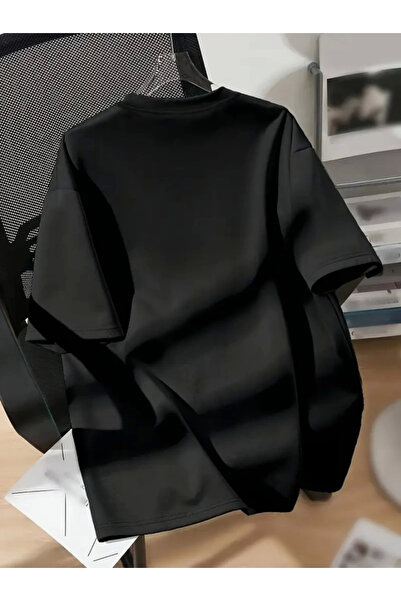 pazarella Printed Oversize Crew Neck T-Shirt - Black