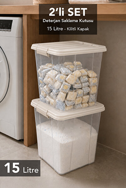 Meleni Home 2-Piece Locking Lid Storage Box - Dust-Proof Tablet Detergent Sto...