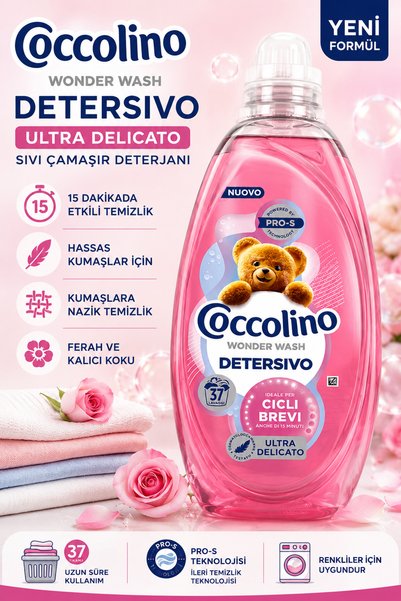 Coccolino Wonder Wash Ultra Delicato Sıvı Çamaşır Deterjanı 1480 ml 37 Yıkama – Hassas Kumaşlar