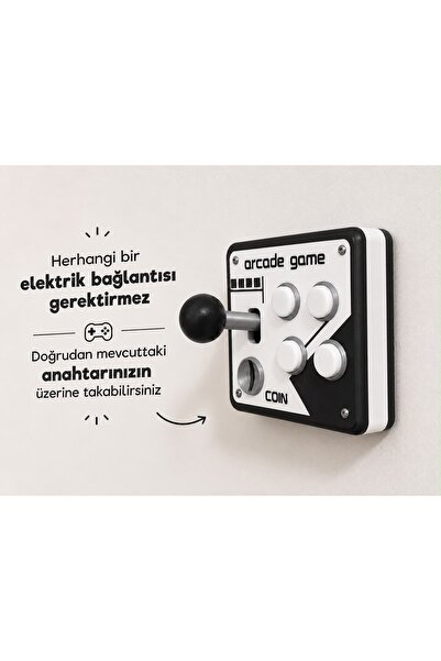 FOAMGREEN Arcade Oyun Temalı Dekoratif Tekli Lamba Anahtarı Kapağı | Gamer Od...