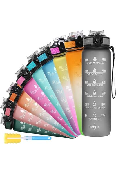 SOLARA Unbreakable Water Bottle 1 Litre with Motivational Time Marker, Leakpr...