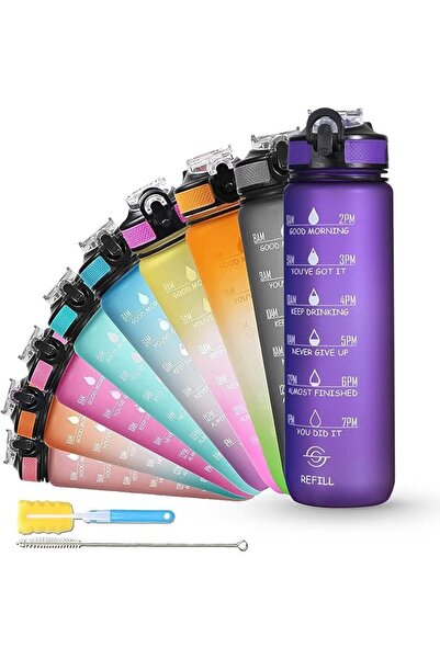 SOLARA Unbreakable Water Bottle 1 Litre with Motivational Time Marker, Leakpr...