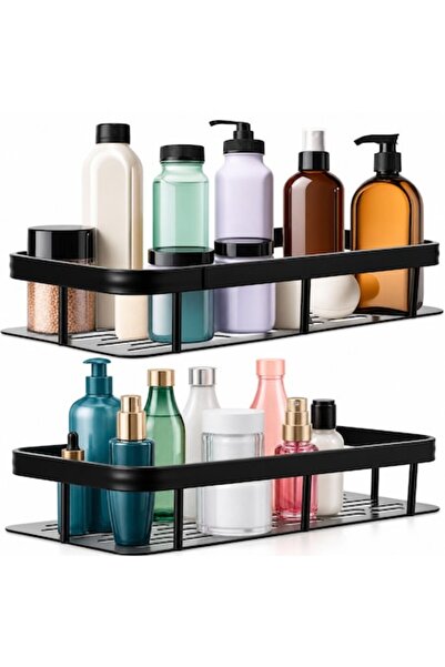Ruhhy Set of 2 bathroom shelves, drill-free installation, 30 x 13 x 4.7 cm, a...