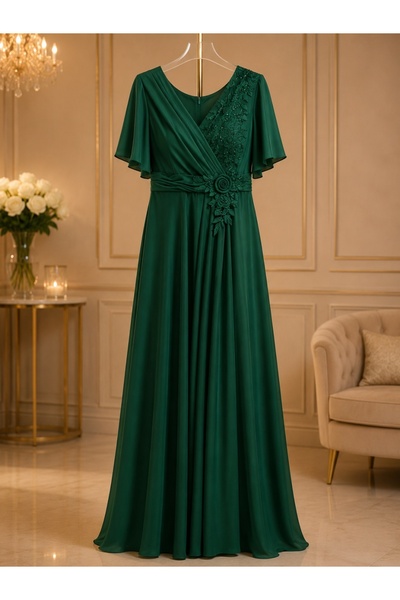 OEM Rochie rafinata Raelynn din satin fin ,nuanta de verde